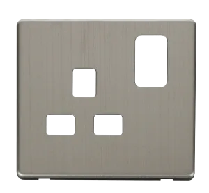 Click Definity SCP435SS 1 Gang 13A Switched Socket Cover Plate - Stainless Steel