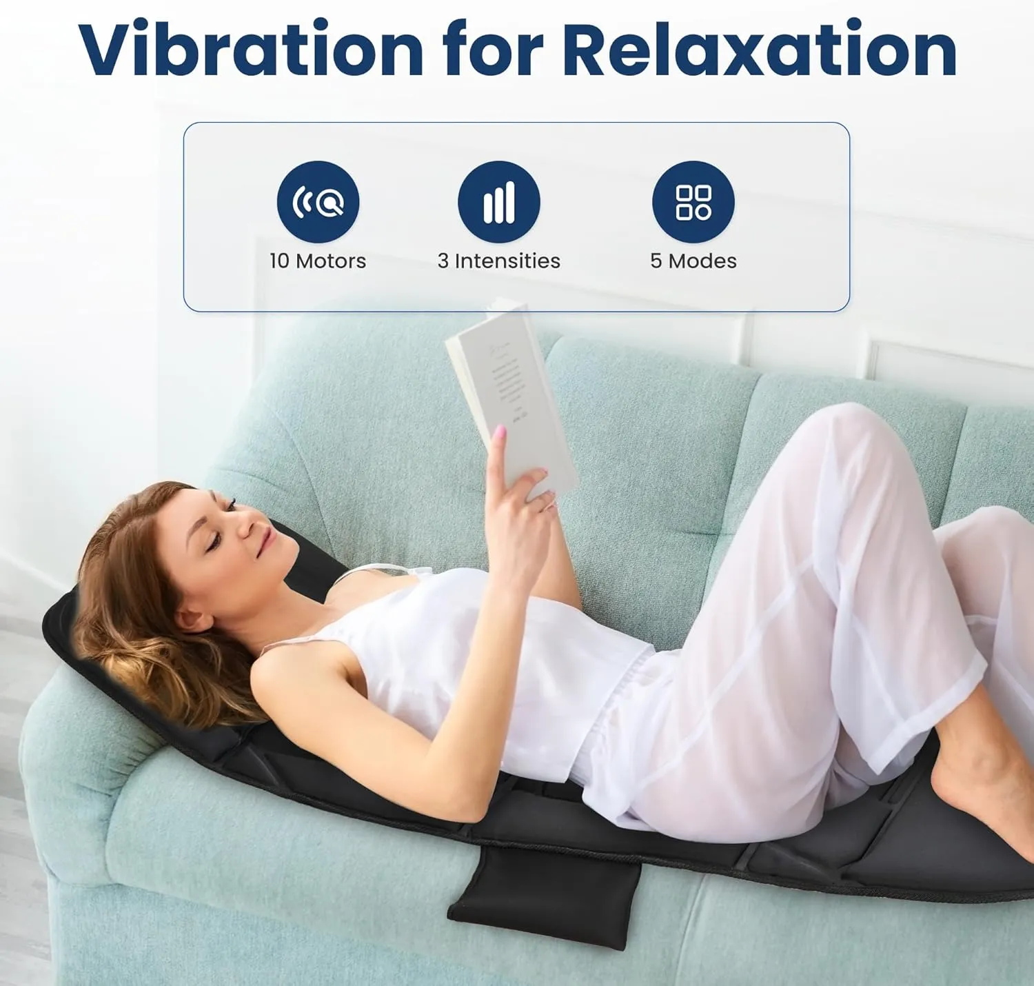 COMFIER Vibration Massage Mat with Heat, App Control Movable Shiatsu Neck Massage Pillow, 4 Heating Pads & 10 Massage Nodes, Full Body Massage Pad