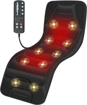 COMFIER Vibration Massage Mat with Heat, App Control Movable Shiatsu Neck Massage Pillow, 4 Heating Pads & 10 Massage Nodes, Full Body Massage Pad