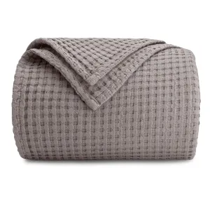 Comfy Cubs Waffle Blanket Queen, 90" x 90" - 100% Cotton Lightweight Breathable Bed Blanket - Soft Textured Thermal Weave for All Seasons – Decorative Cozy Layer for Couch, Sofa, or Bed - Charcoal