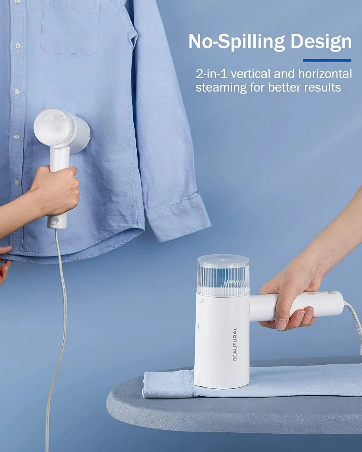 Compact 1000W Foldable Clothes Steamer - 150ml, 30-Second Fast Heat, Vertical & Horizontal Wrinkle Remover for Home & Travel