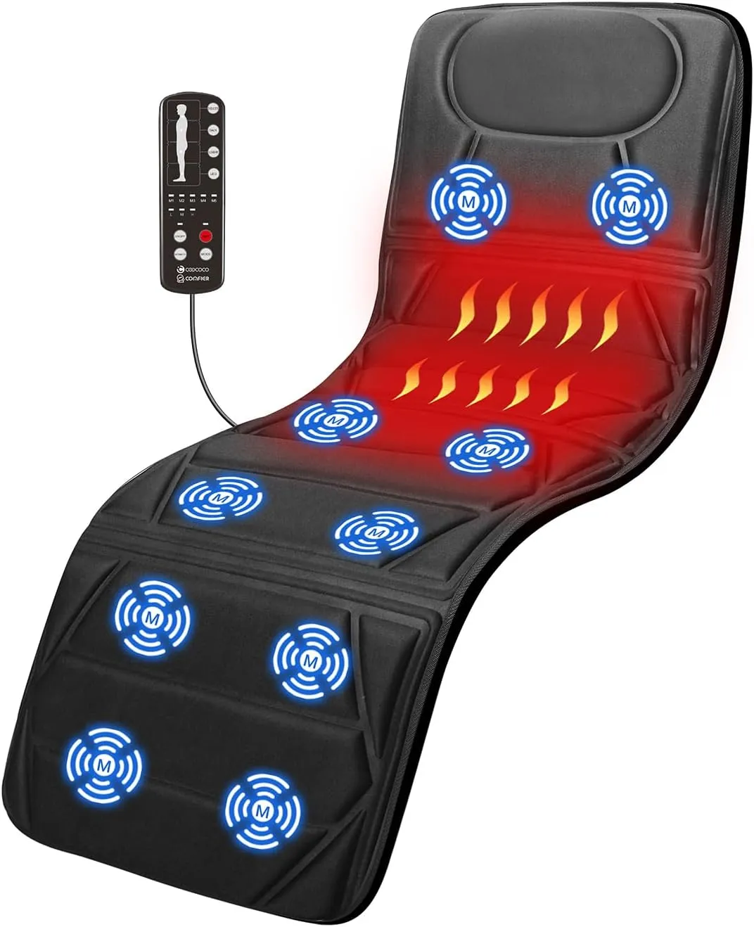 CooCoCo Full Body Massage Mat with Heat, Fathers Day Birthday Gifts for Dad Mom Women Men Her Him, 10 Motors Vibrating Massaging Mattress, Massage Chair Pad for Bed, Back Massager for Neck Shoulder