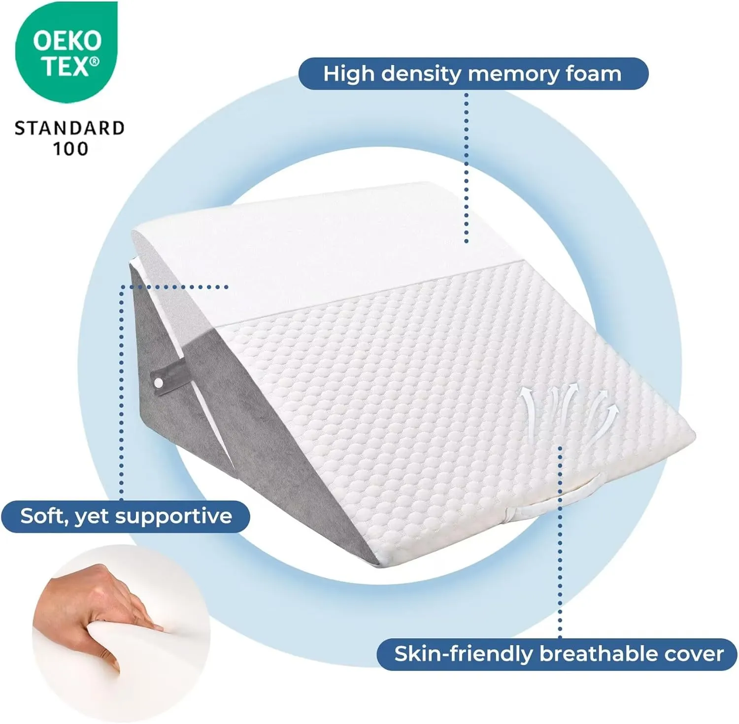 COOLBEBE 2Packs Bed Wedge Pillow for Sleeping, 2PCS Adjustable Folding Wedge Pillow for Snoring and After Surgery - 9 & 11 Inch, Elevated Triangle Wedge for Back Pain Relief, Leg Support