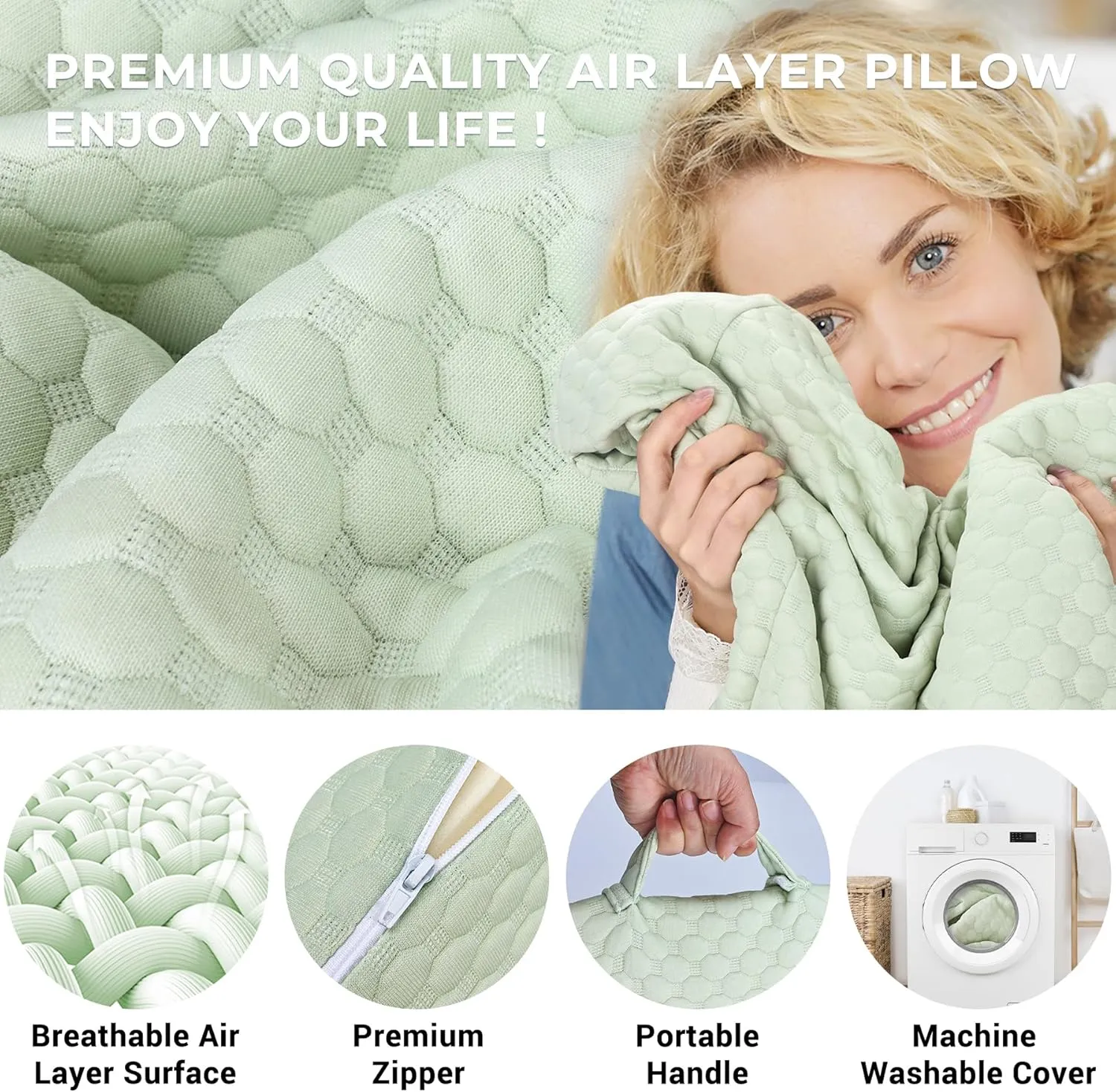 COOLBEBE Bed Wedge Pillow for Sleeping, Adjustable Folding Wedge Pillow for Snoring and After Surgery - 9 & 11 Inch, Elevated Triangle Wedge for Back Pain Relief, Acid Reflux, Leg Support (Green)
