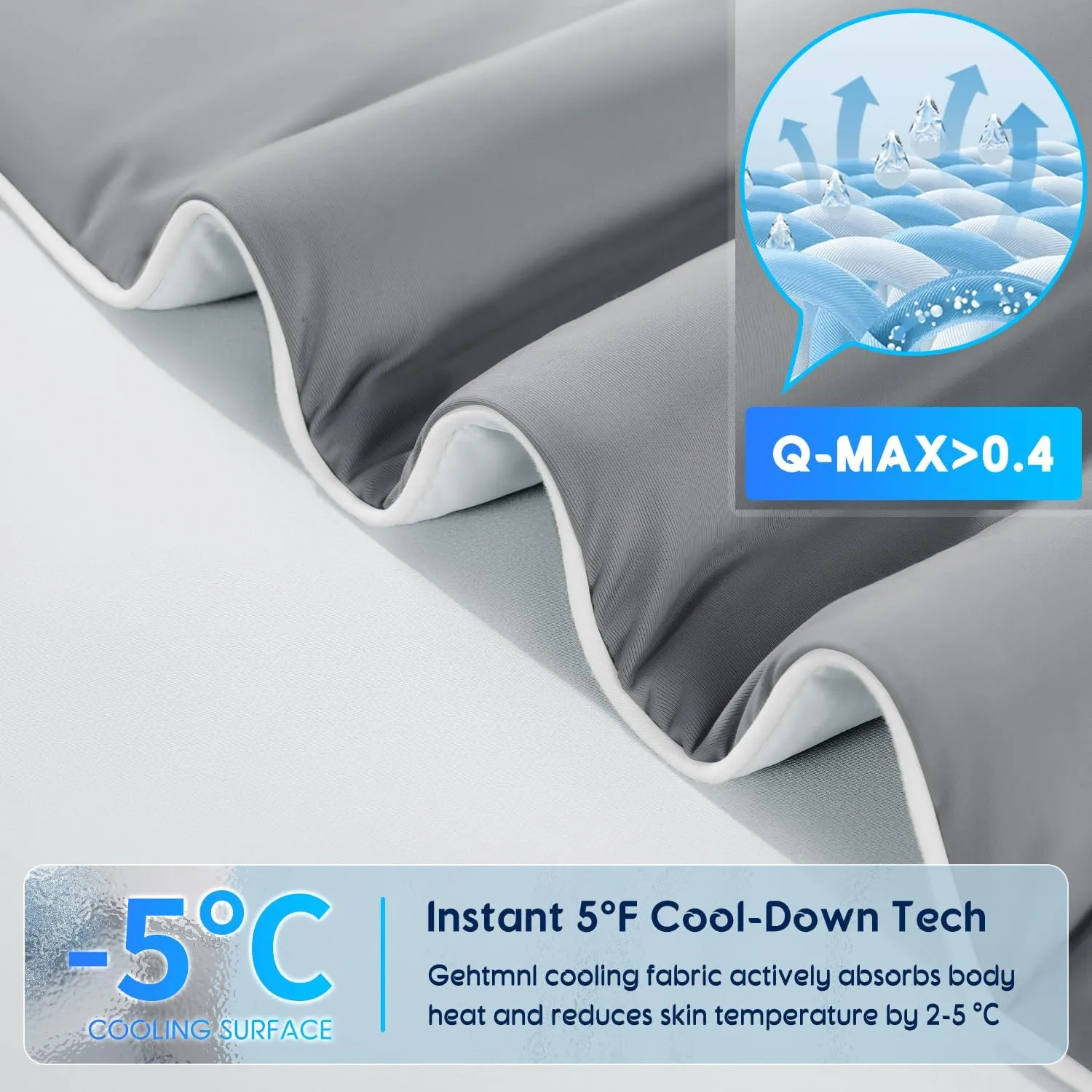 Cooling Comforter, Cooling Blanket for Hot Sleepers and Night Sweats, Double-Sided Cool Breathable Soft Lightweight Blanket, All Season Bedding Comforter, (Mist Light Grey, King(106"x90"))