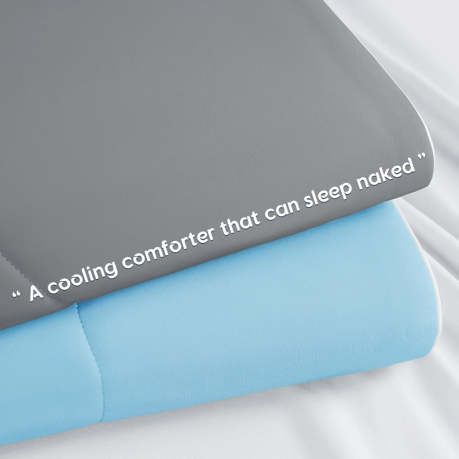 Cooling Comforter, Cooling Blanket for Hot Sleepers and Night Sweats, Double-Sided Cool Breathable Soft Lightweight Blanket, All Season Bedding Comforter, (Mist Light Grey, King(106"x90"))