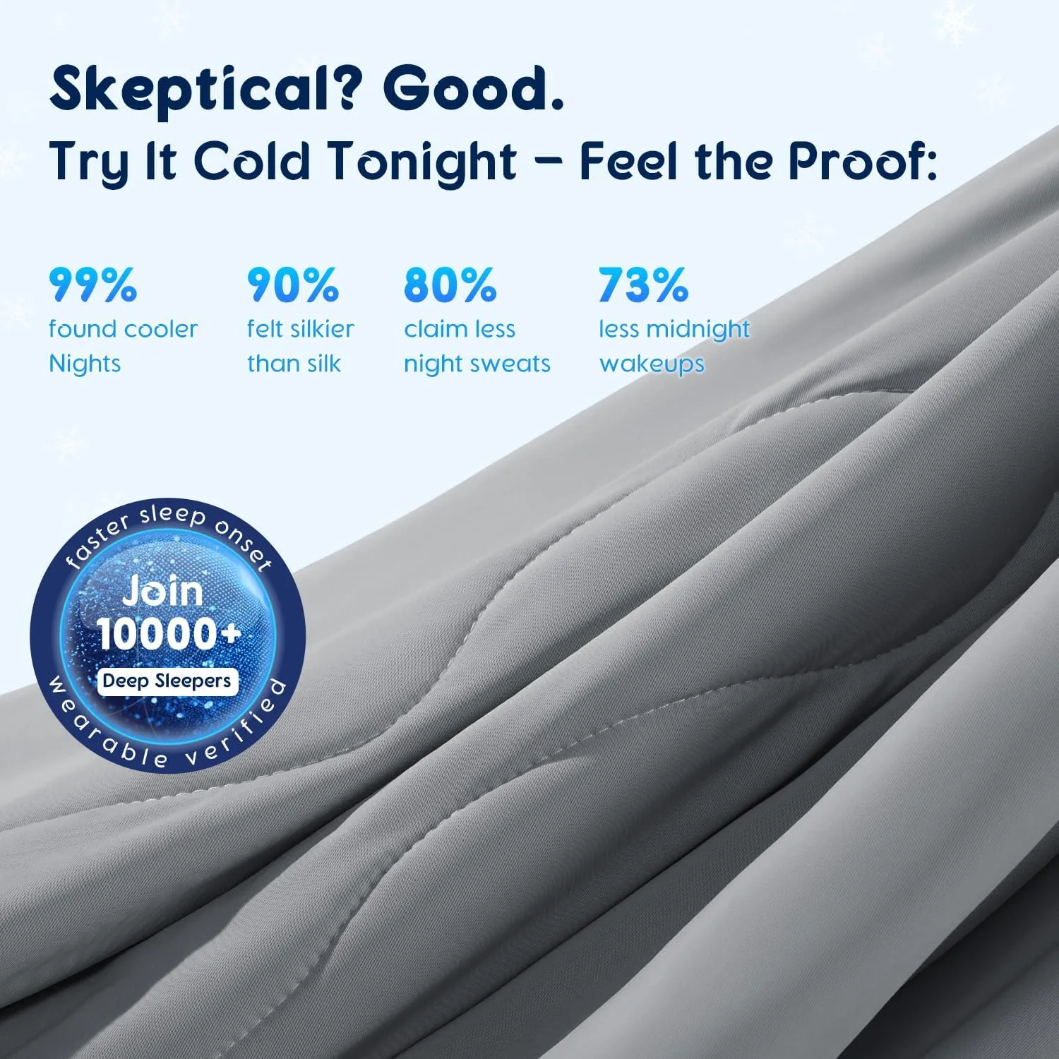 Cooling Comforter, Cooling Blanket for Hot Sleepers and Night Sweats, Double-Sided Cool Breathable Soft Lightweight Blanket, All Season Bedding Comforter, (Mist Light Grey, King(106"x90"))