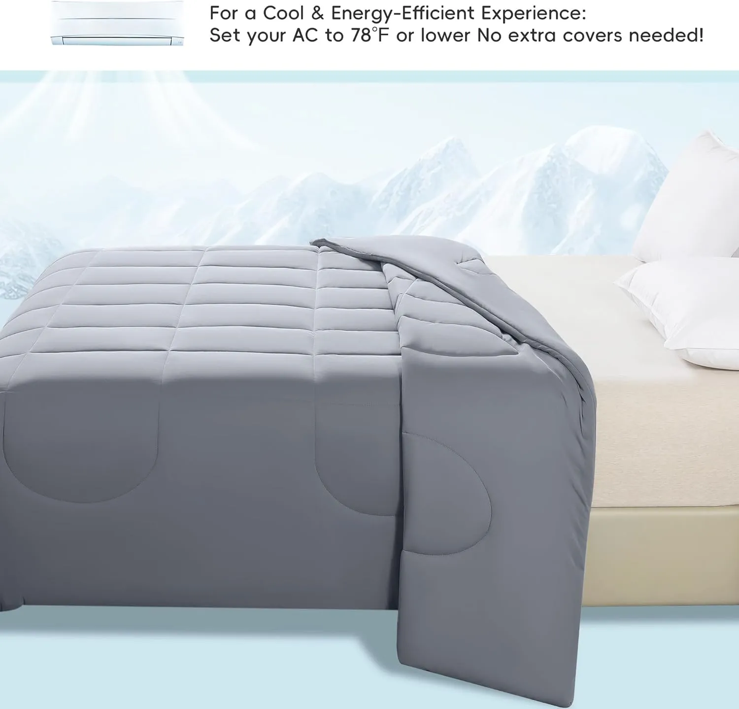 Cooling Comforter Twin/Twin XL Size, All Season Blanket for Hot Sleepers, Lightweight Comforter for Night Sweats, Double-Sided Cooling Bedding for Bed, Sofa, Office, Camping (Dark Gray,68"*80")