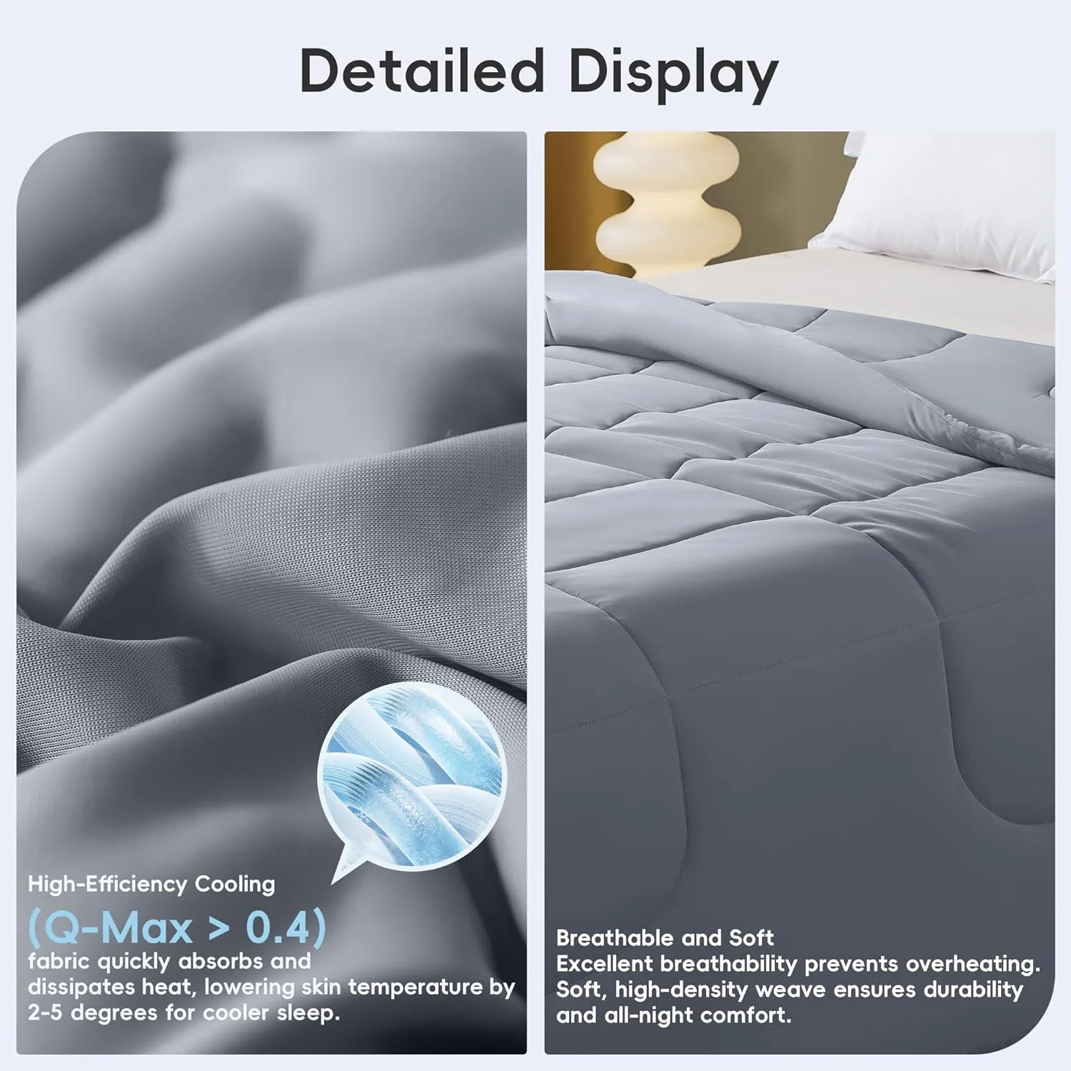 Cooling Comforter Twin/Twin XL Size, All Season Blanket for Hot Sleepers, Lightweight Comforter for Night Sweats, Double-Sided Cooling Bedding for Bed, Sofa, Office, Camping (Dark Gray,68"*80")