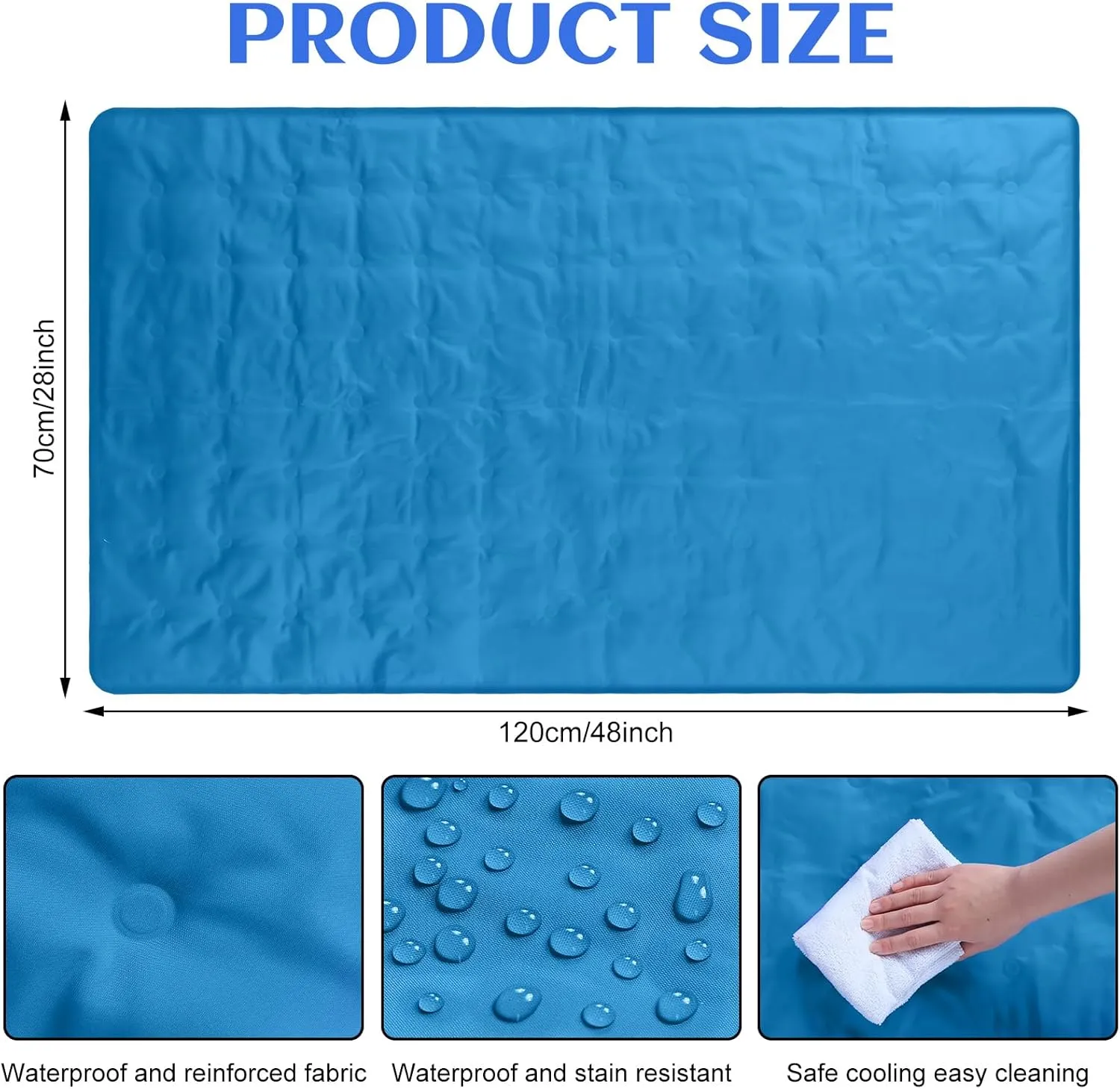 Cooling Pad Mat for Sleep, 48 x 28 Inch Cooling Gel Mattress Pad for Bed, Relieve Pain, Summer Hot Flashes, Adult, Pets, No Water or Electricity Required(Blue)