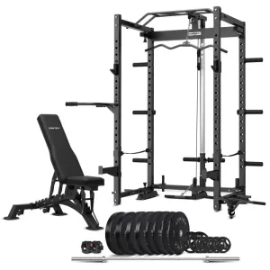 Cortex PR-4 Foldable Squat & Power Rack   BN-9 Bench   130kg Olympic Bumper Weight and Barbell Package