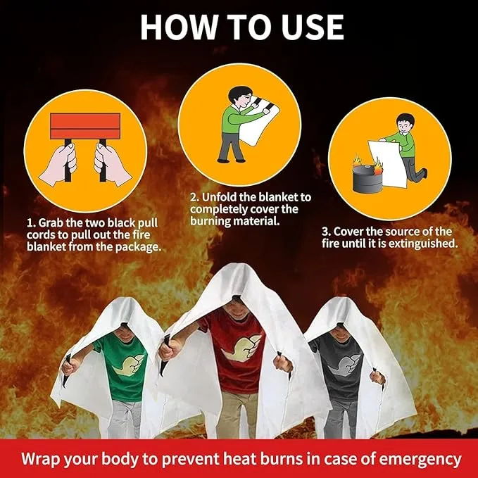 COSHNIBI Fire Blanket Emergency Fire Blanket for Home & Kitchen High Heat Resistant Fire Suppression Blankets Fiberglass Fire Blanket （1 pack）