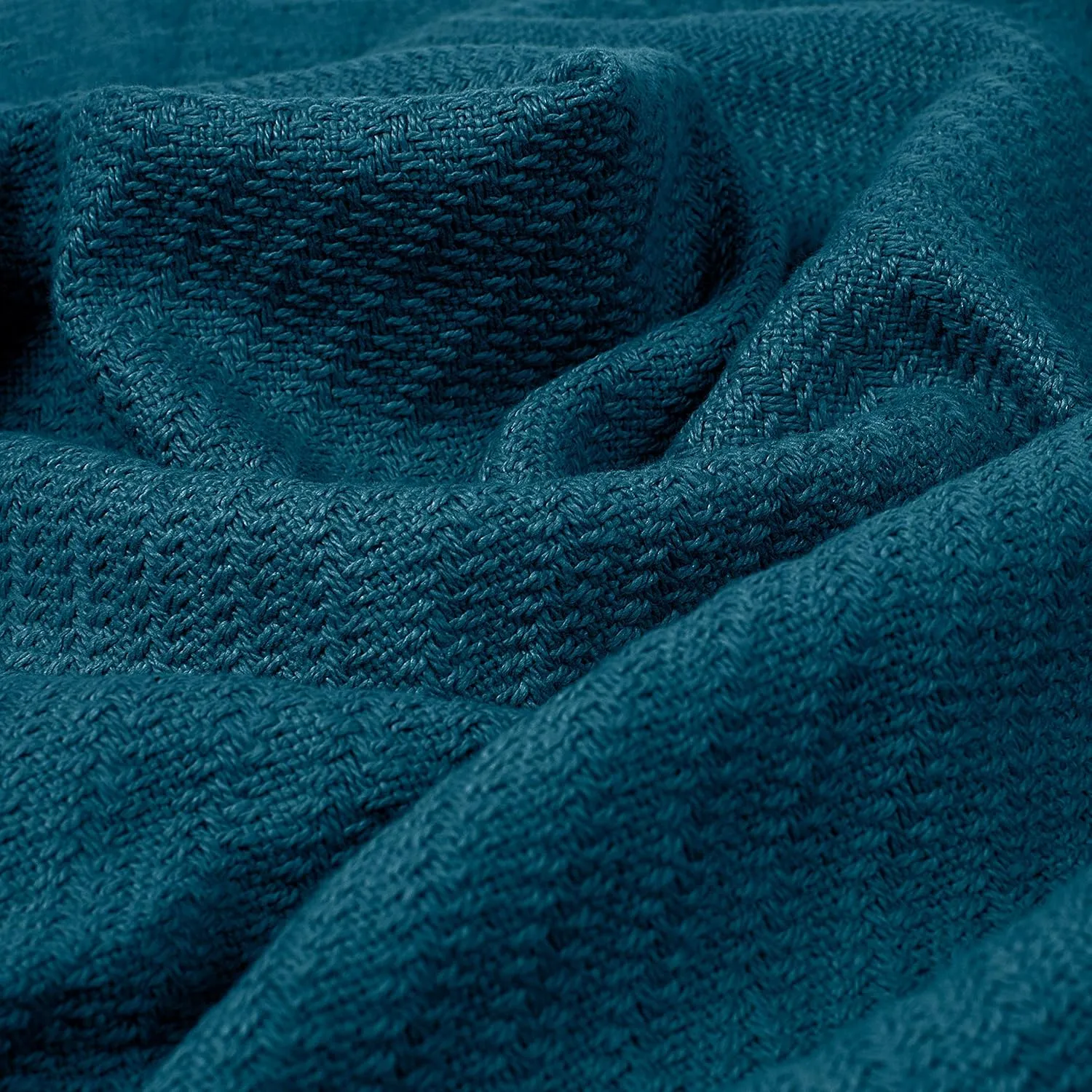 COTTON CRAFT Soft Cotton Thermal Blanket - Plush Herringbone Twill - All Season Luxurious Breathable Skin Friendly Lightweight Cooling Throw Blanket - Sofa Couch Travel Camping Dorm - Full Queen Teal