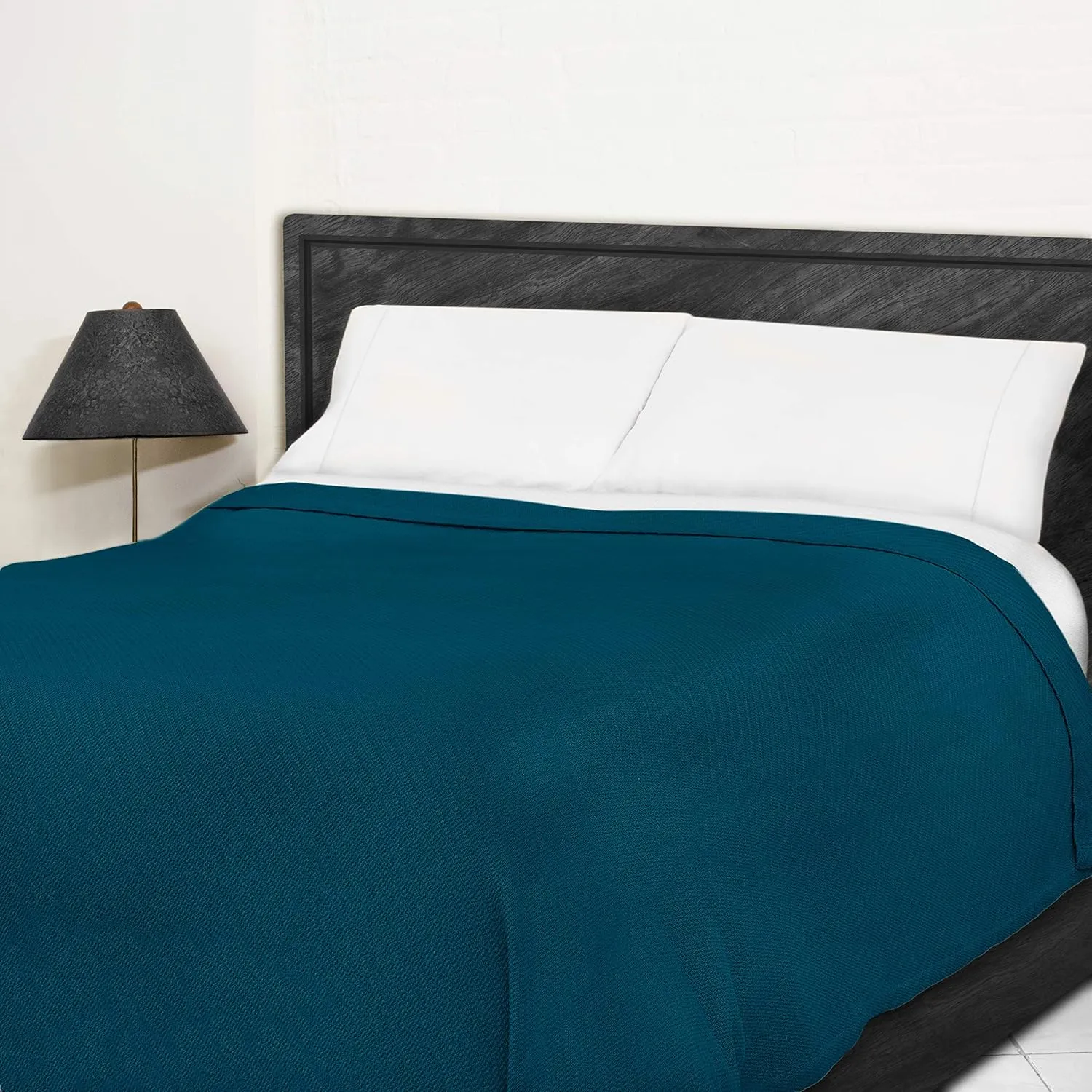 COTTON CRAFT Soft Cotton Thermal Blanket - Plush Herringbone Twill - All Season Luxurious Breathable Skin Friendly Lightweight Cooling Throw Blanket - Sofa Couch Travel Camping Dorm - Full Queen Teal