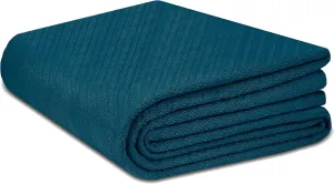 COTTON CRAFT Soft Cotton Thermal Blanket - Plush Herringbone Twill - All Season Luxurious Breathable Skin Friendly Lightweight Cooling Throw Blanket - Sofa Couch Travel Camping Dorm - Full Queen Teal