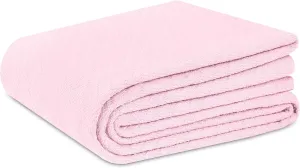 COTTON CRAFT Soft Cotton Thermal Blanket - Plush Herringbone Twill - All Season Luxurious Breathable Skin Friendly Lightweight Cooling Throw Blanket - Sofa Couch Travel Camping Dorm - Twin Light Pink