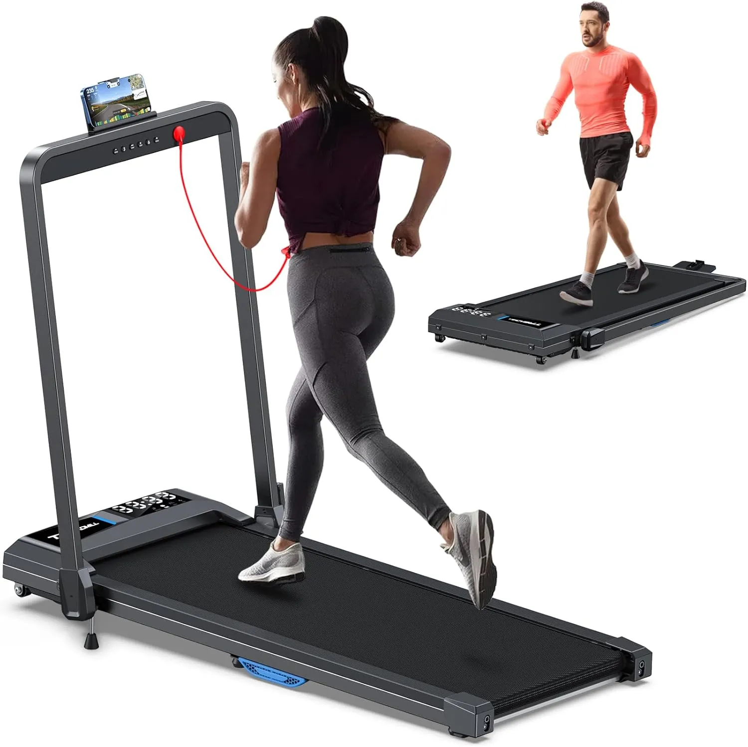 COZYINN 10% Incline Walking Pad - 2.5HP 4MPH/7.6MPH 265/340 lb Capacity Treadmills for Home, Portable Foldable Adjustable Incline Treadmill with Wide Running Area, Mute Control, Works with KINOMAP