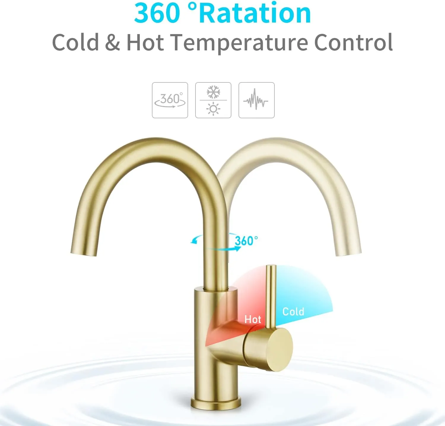 CREA Bar Sink Faucet, Sink Faucet Single Hole Gold for Bathroom Kitchen Campers with Deck Plate Prep Wet Utility Small Mini Outdoor Faucet Vessel Farmhouse Vanity Lavatory