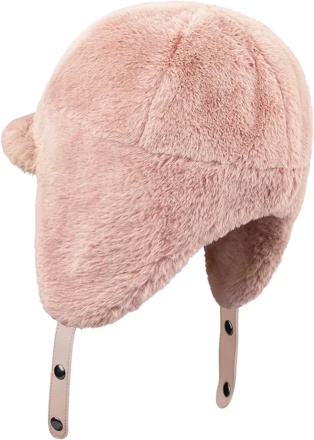 Croogo Fluffy Trapper Hats with Visor Women Winter Ear Flap Ski Cap Faux Fur Russian Ushanka Hat Windproof Eskimo Aviator Hat