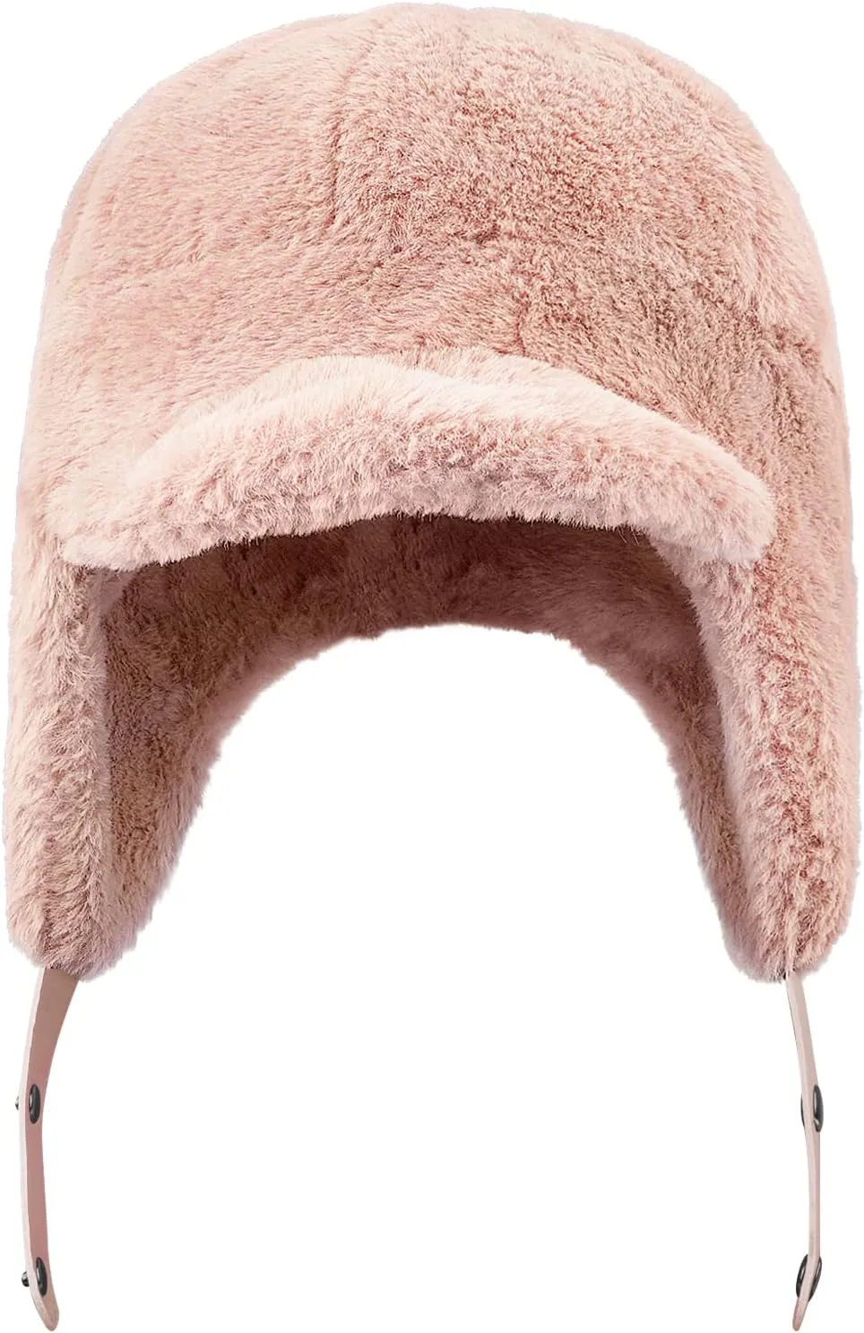 Croogo Fluffy Trapper Hats with Visor Women Winter Ear Flap Ski Cap Faux Fur Russian Ushanka Hat Windproof Eskimo Aviator Hat