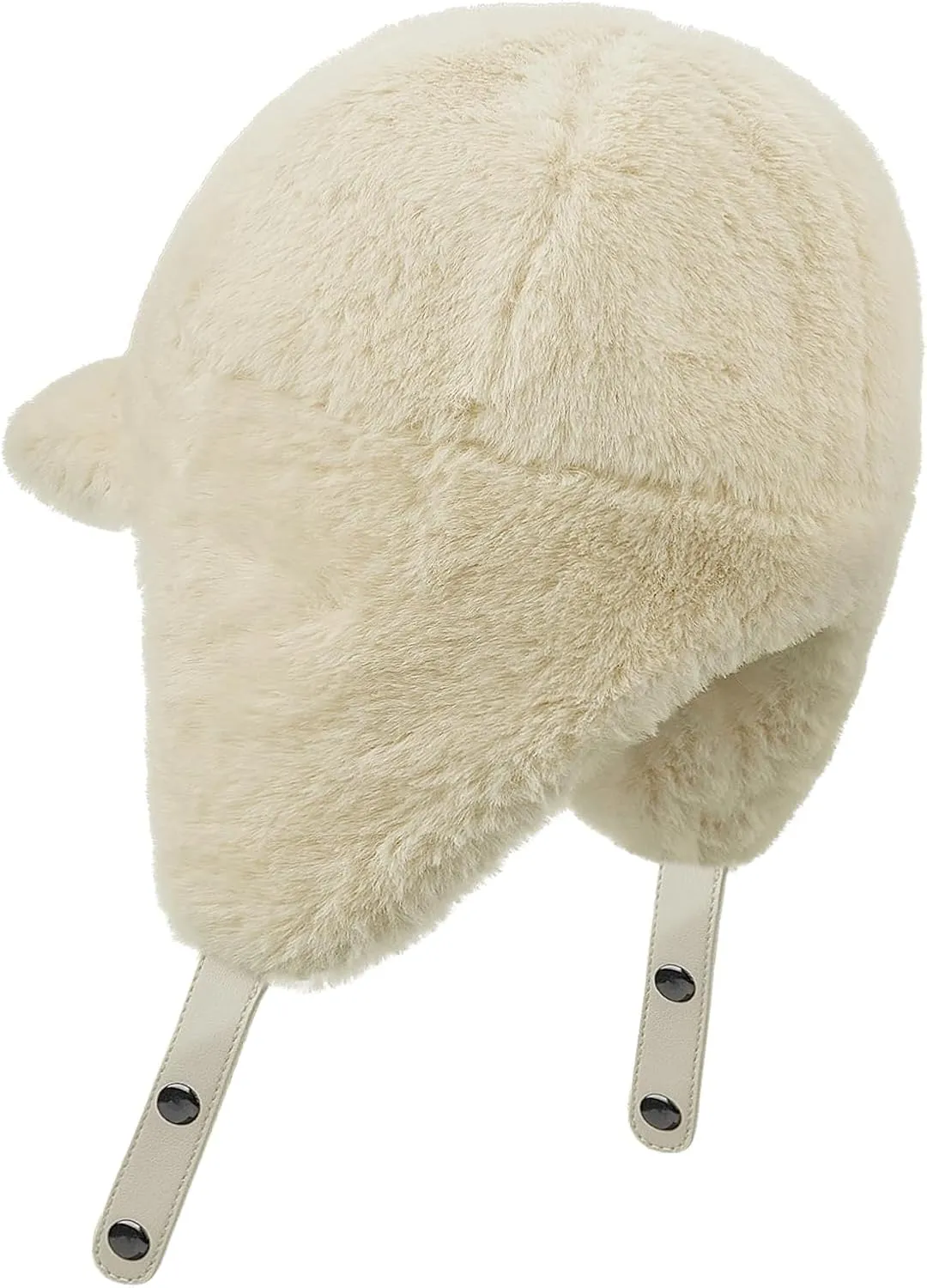 Croogo Fluffy Trapper Hats with Visor Women Winter Ear Flap Ski Cap Faux Fur Russian Ushanka Hat Windproof Eskimo Aviator Hat