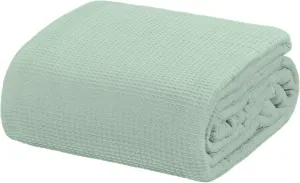 Crover All Season Waffle Premium Thermal Blanket Queen Size 90"x90" Durable Soft Cozy Breathable Weave Design 100% Cotton, Misty Green