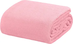 Crover All Season Waffle Premium Thermal Blanket Queen Size 90"x90" Durable Soft Cozy Breathable Weave Design 100% Cotton, Orchid Pink
