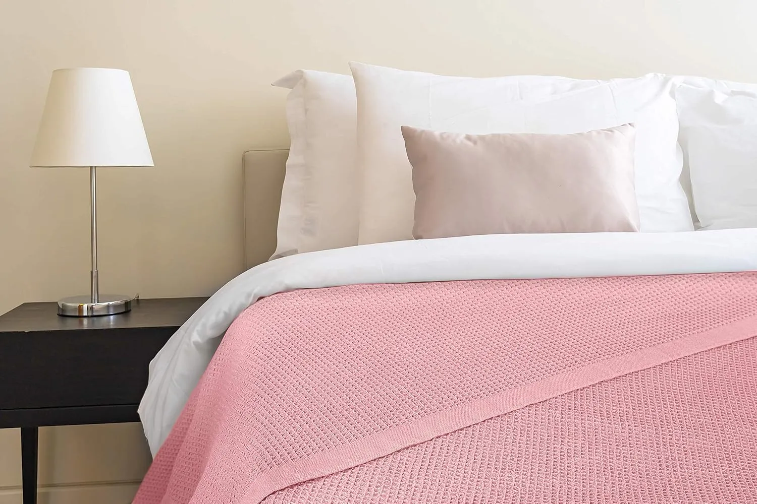 Crover All Season Waffle Premium Thermal Blanket Queen Size 90"x90" Durable Soft Cozy Breathable Weave Design 100% Cotton, Orchid Pink