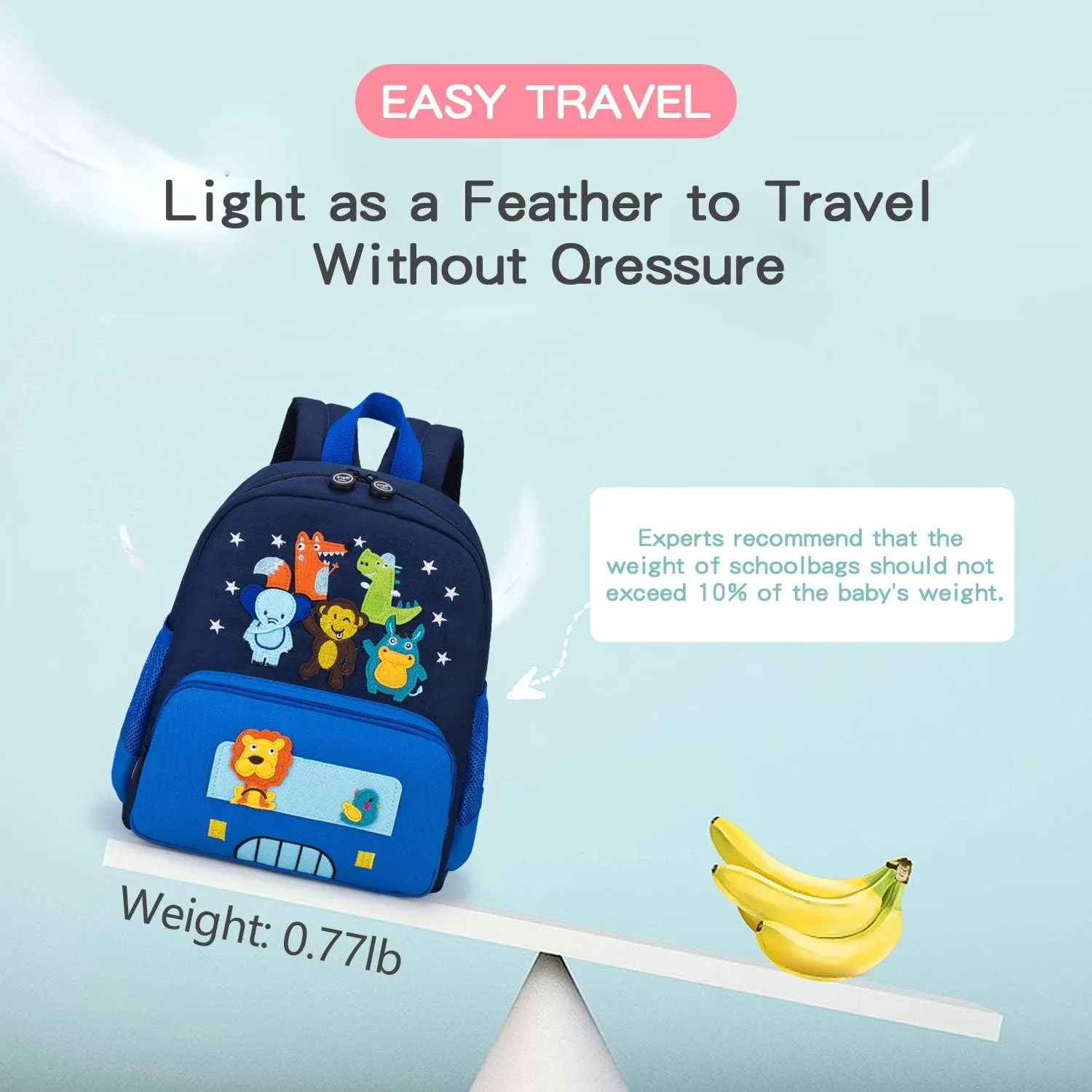 Cute Zoo Little 3d Backpack Kids Backpack for Boys and Girls Toddler Backpack Waterproof Preschool Safety Harness Leash (Blue Small Size,Age 1-2)