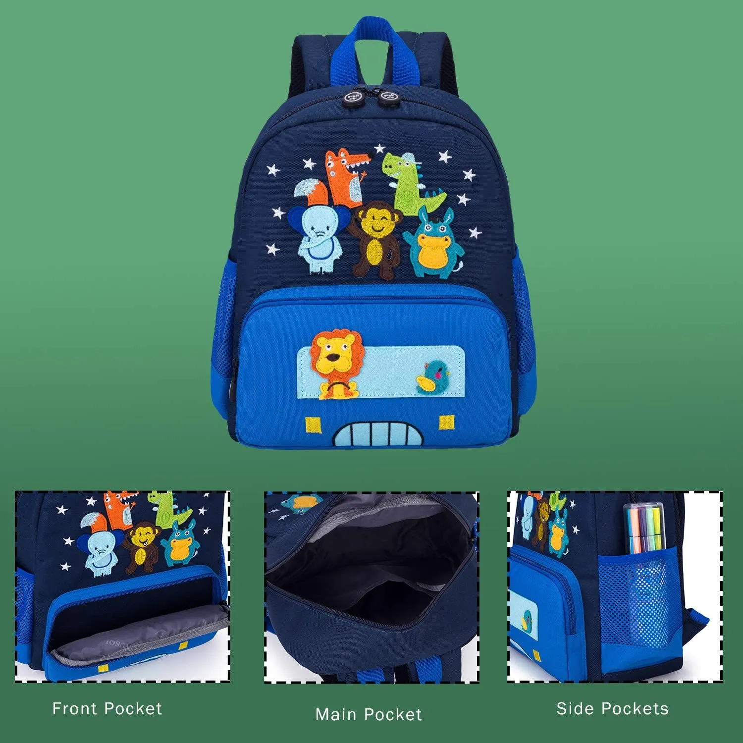 Cute Zoo Little 3d Backpack Kids Backpack for Boys and Girls Toddler Backpack Waterproof Preschool Safety Harness Leash (Blue Small Size,Age 1-2)