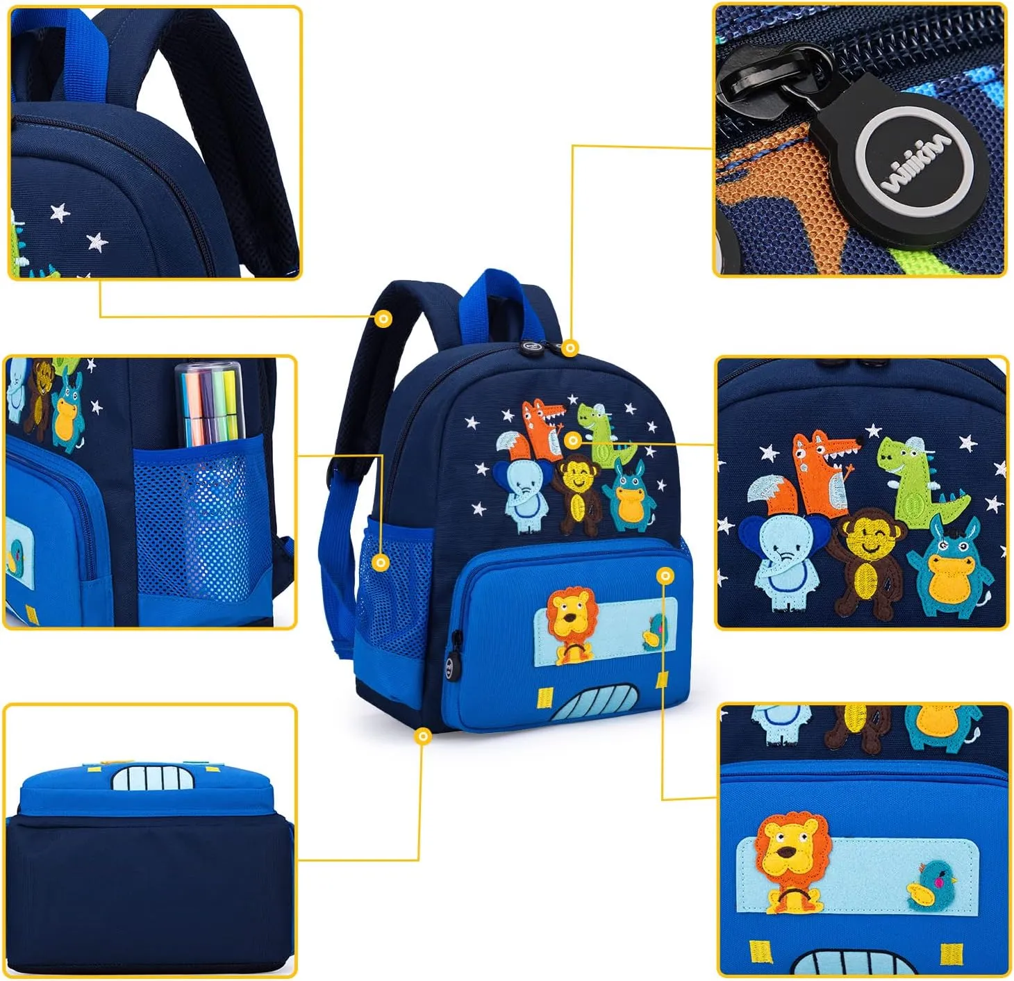Cute Zoo Little 3d Backpack Kids Backpack for Boys and Girls Toddler Backpack Waterproof Preschool Safety Harness Leash (Blue Small Size,Age 1-2)
