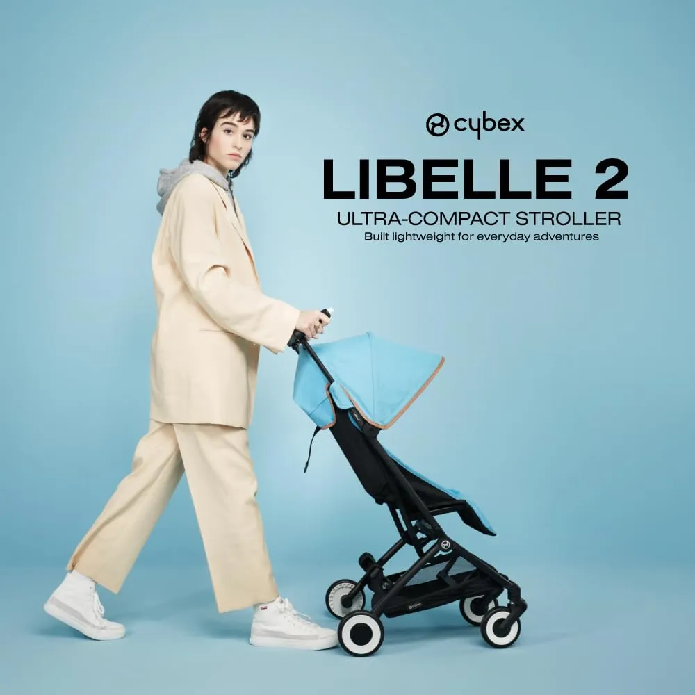 Cybex Libelle Lightweight pockit Travel Baby Stroller - Carry-On Compliant Compact Fold, One-Hand Adjustable Recline - Compatible with CYBEX Car Seats, Lava Grey