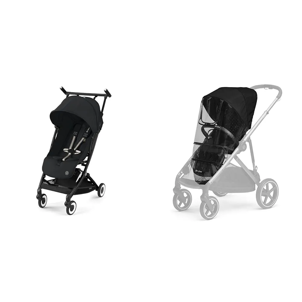 Cybex Libelle Lightweight Travel Baby Stroller and Gazelle S Rain Cover for Stroller