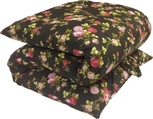 D&D Futon Furniture Traditional Japanese Floor Futon Mattresses, Foldable Cushion Mats, Yoga, Meditaion Single Size 3" Thick X 27" Wide X 80" Long (Red Rose Black)
