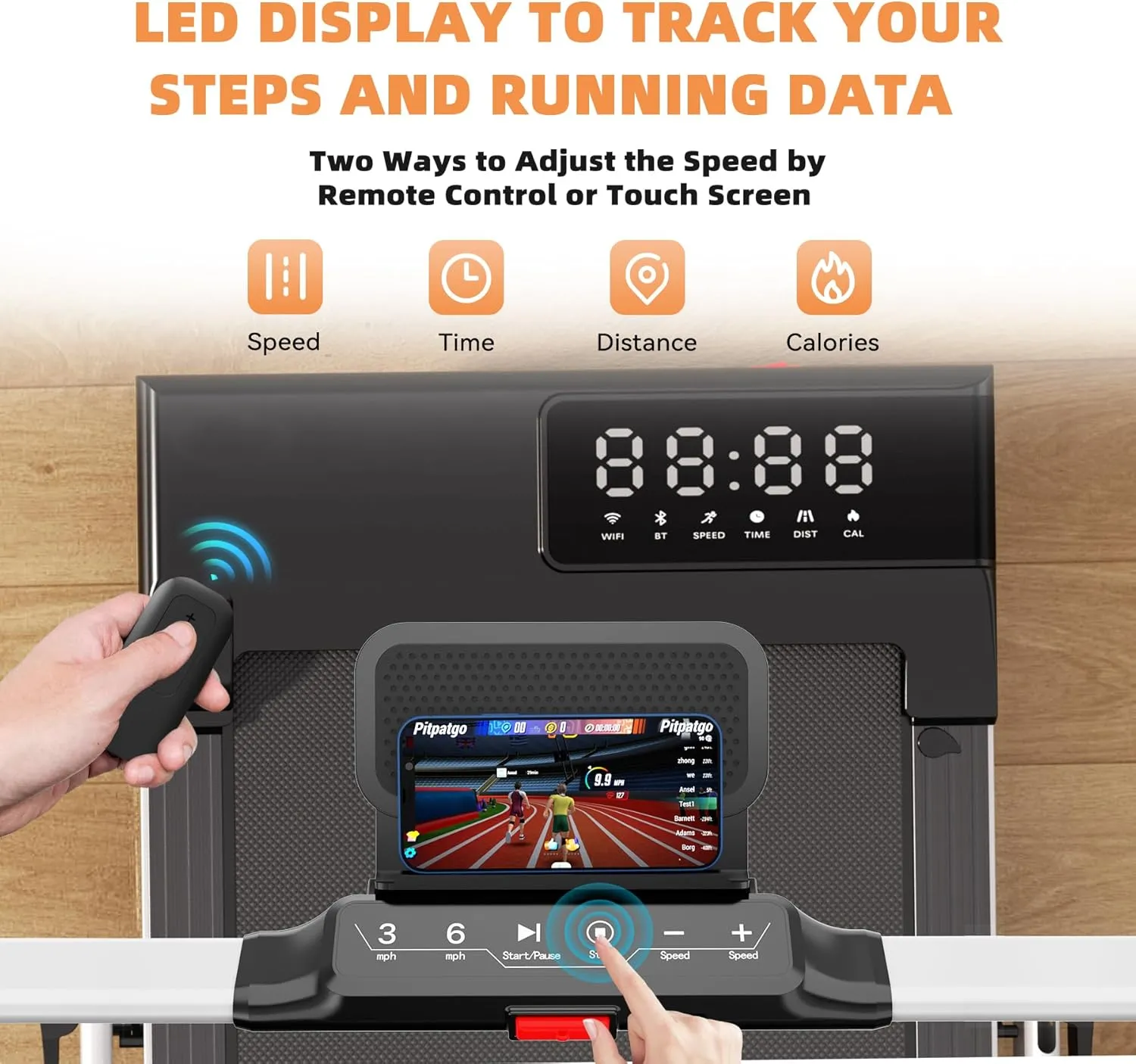 DeerRun 3 in 1 Walking Pad Treadmill, 300 Weight Capacity Foldable Treadmill, 3.0HP Low Noise Under Desk Treadmills for Home Office with Remote & APP