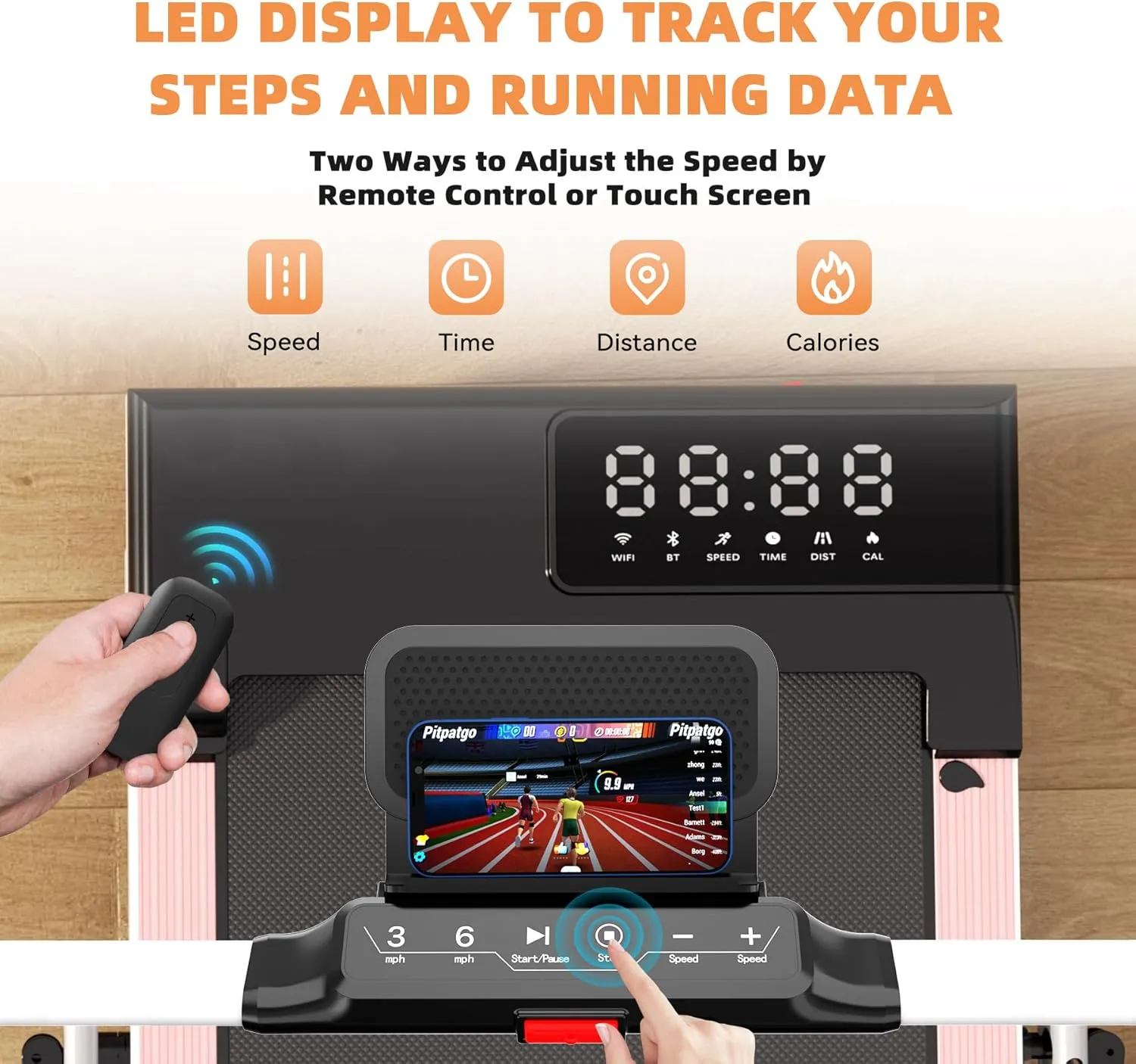 DeerRun 3 in 1 Walking Pad Treadmill, 300 Weight Capacity Foldable Treadmill, 3.0HP Low Noise Under Desk Treadmills for Home Office with Remote & APP