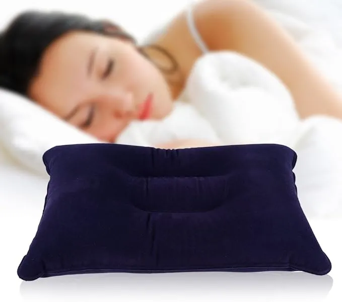 Dioche Portable Air Inflation Pillow, Soft PVC Pillow for Outdoor Travel Camping Hiking Sleeping