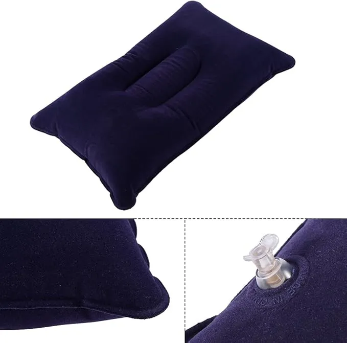 Dioche Portable Air Inflation Pillow, Soft PVC Pillow for Outdoor Travel Camping Hiking Sleeping