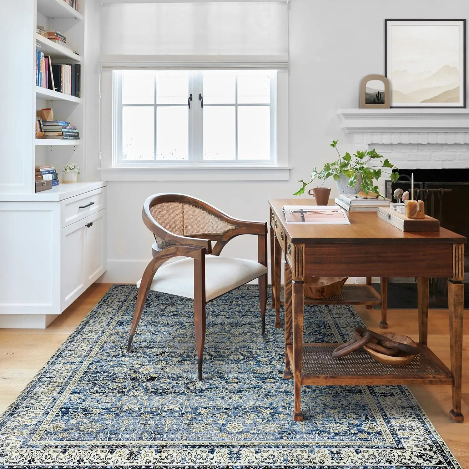 Distressed Carpet Multi Rug Blue Vintage Design Flower Area Rug 5x7 Cover Print Distressed Carpet Multi Rug Living Room Bedroom Dining Room