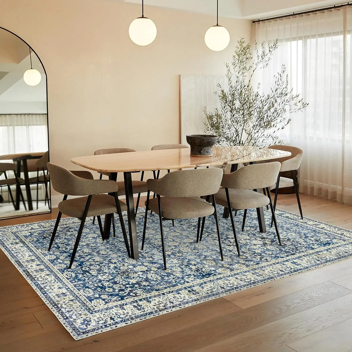 Distressed Carpet Multi Rug Blue Vintage Design Flower Area Rug 5x7 Cover Print Distressed Carpet Multi Rug Living Room Bedroom Dining Room