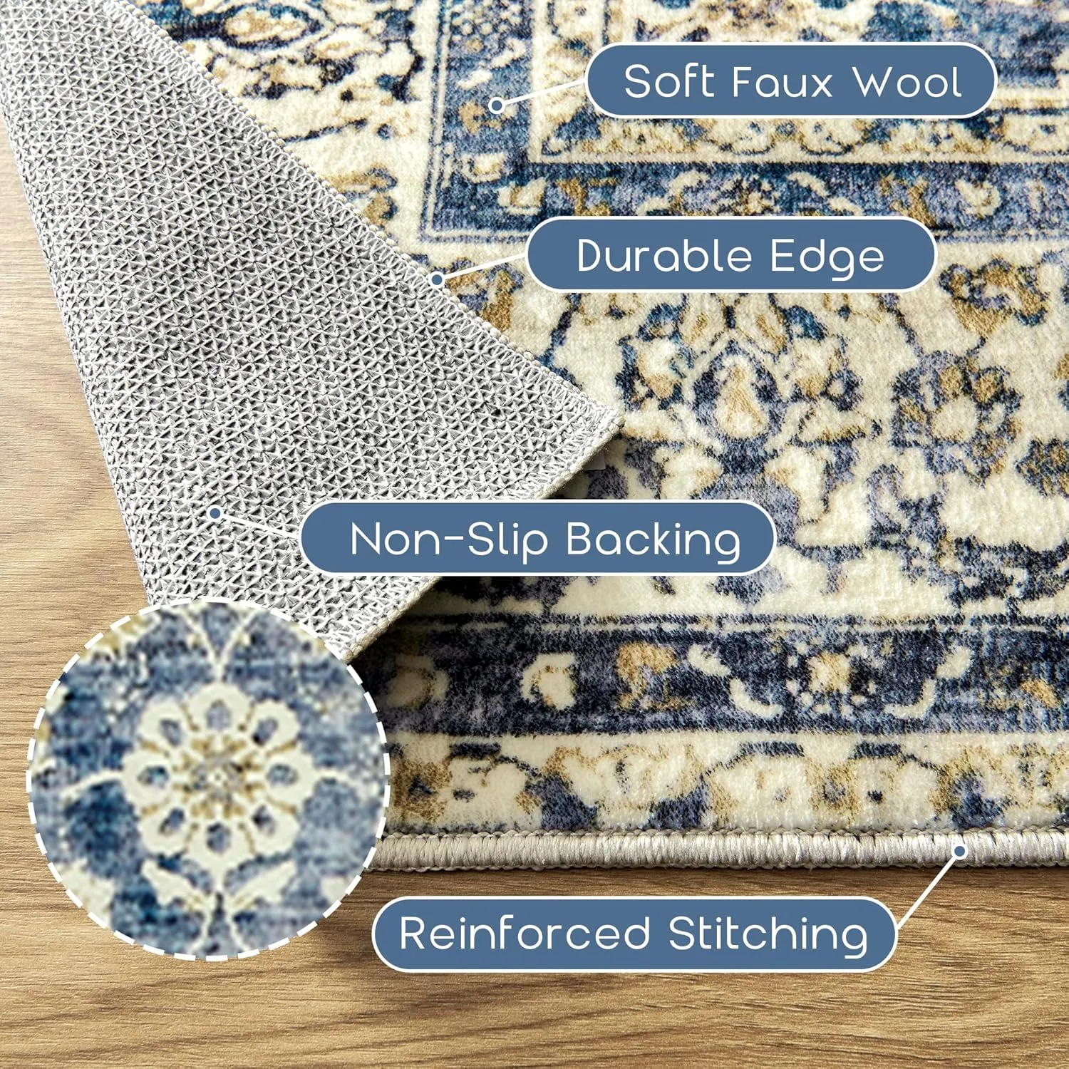 Distressed Carpet Multi Rug Blue Vintage Design Flower Area Rug 5x7 Cover Print Distressed Carpet Multi Rug Living Room Bedroom Dining Room