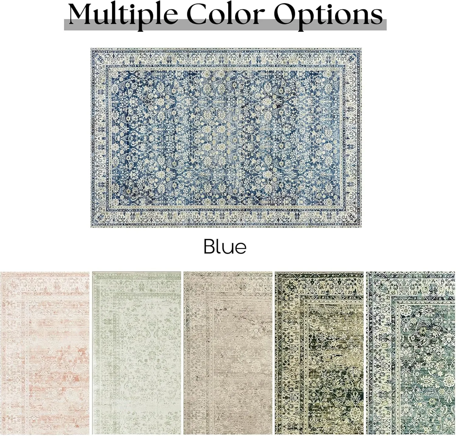 Distressed Carpet Multi Rug Blue Vintage Design Flower Area Rug 5x7 Cover Print Distressed Carpet Multi Rug Living Room Bedroom Dining Room