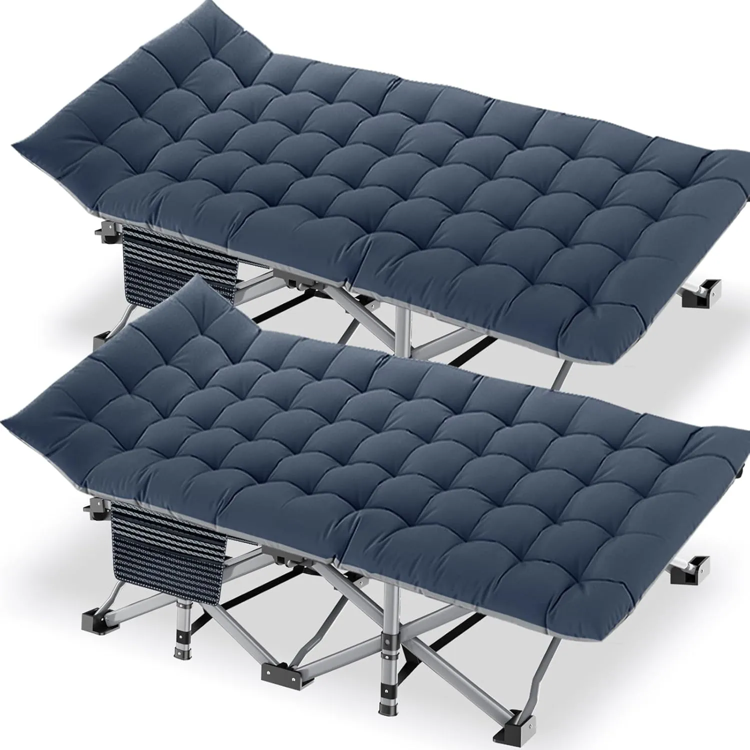 DoCred Oversized XXL Folding Camping Cot with Mattress, 2 Pack Heavy Duty Sleeping Cot Bed Portable Adults Outdoor Bed with Carry Bag, Travel Camp Cots