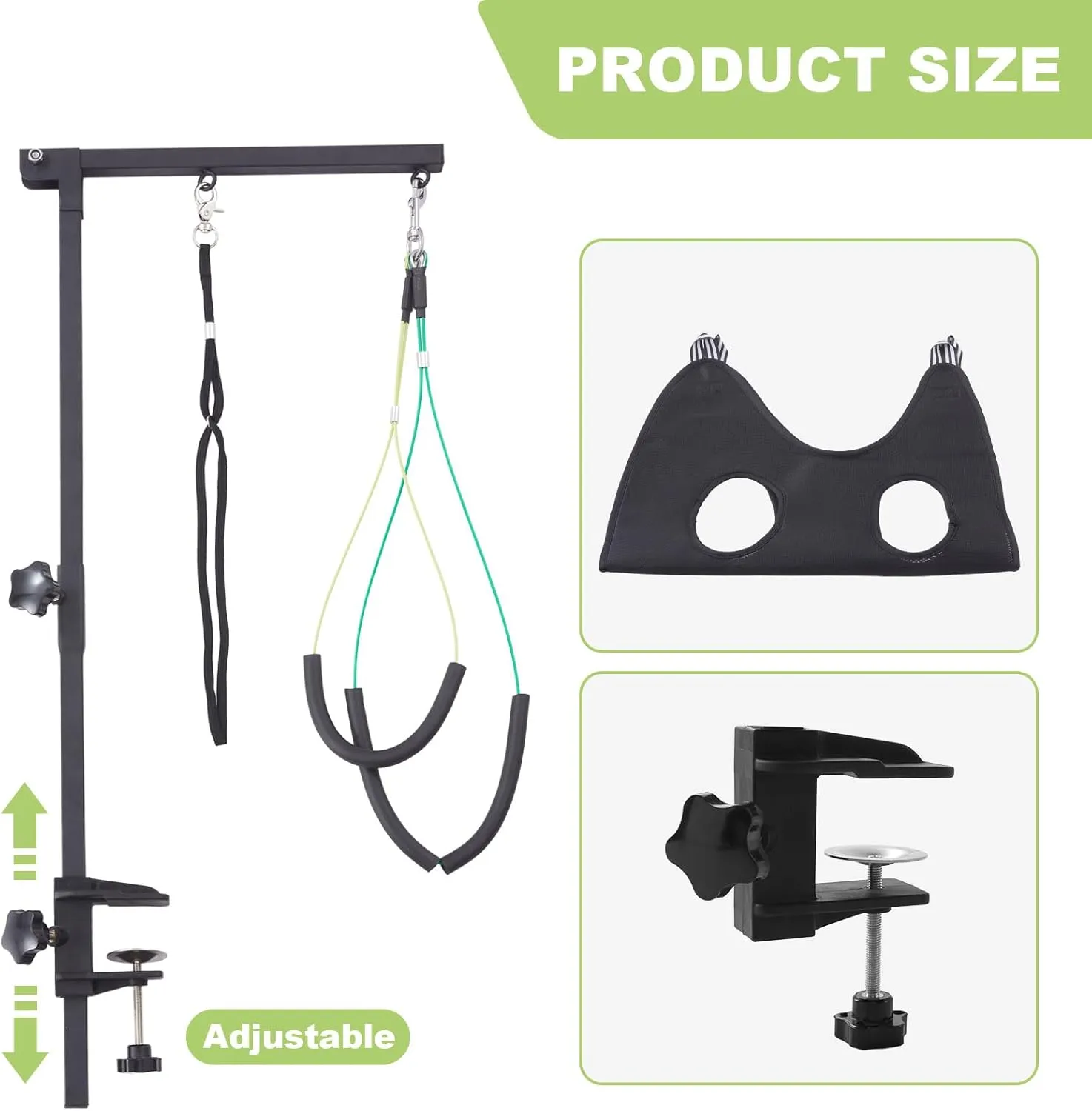 Dog Grooming Arm with Hammock 35" Adjustable Dog Grooming Or Stand with Anti-Slip Metal Clamp No-Sit Haunch Holders for Small/Medium Pets Cat(Grooming Table Not Included)