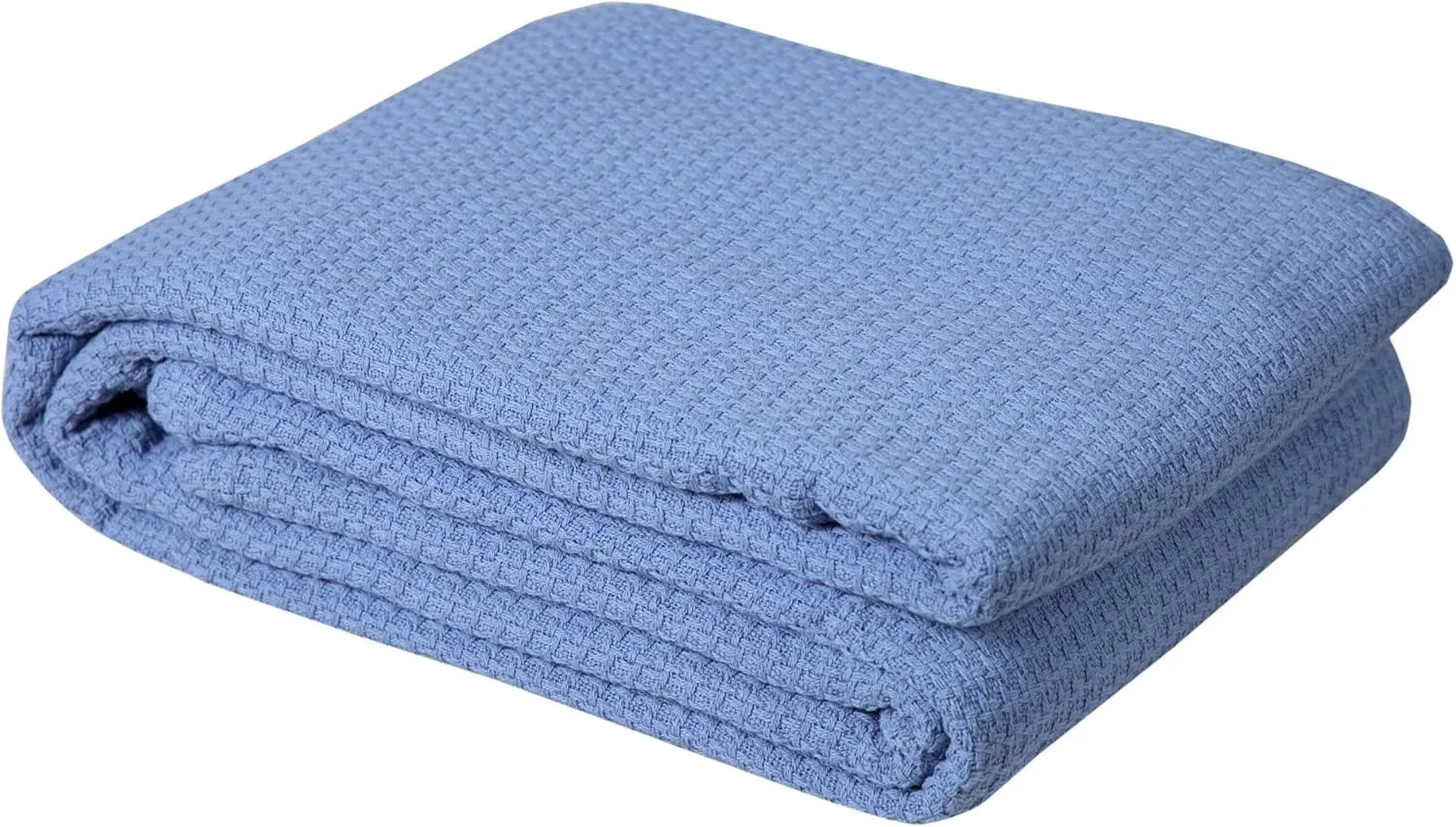 DOLLCENT 100% Cotton Queen Size Blanket for Bed, Premium Soft Combed Lightweight Blankets, Washed Breathable Cozy Bed Throw Blanket, Blue Queen Cotton Blankets for All Season: Blue (90"x90")