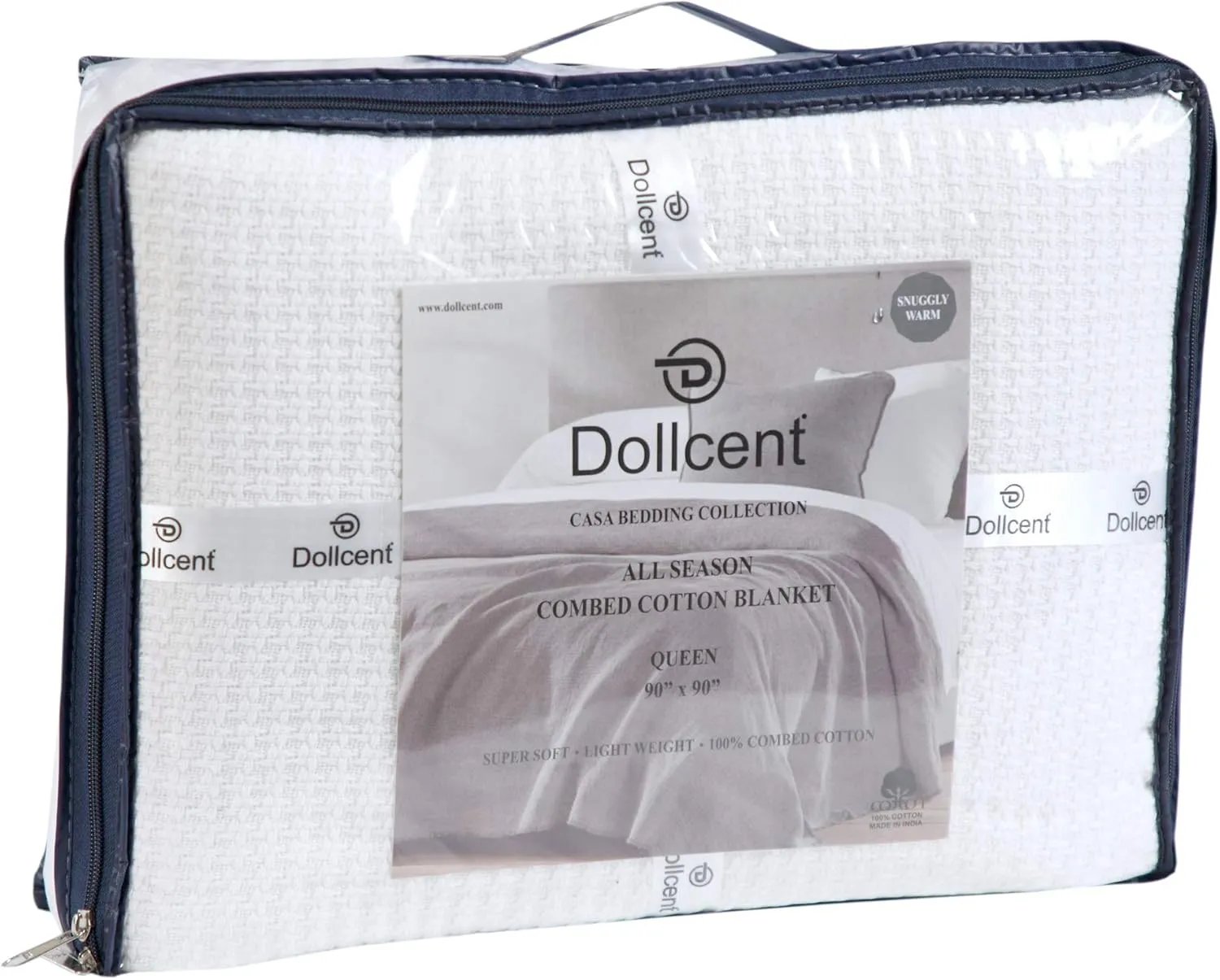 DOLLCENT 100% Cotton Twin Size Blanket for Bed, Premium Soft Combed Lightweight Blankets, Washed Breathable Cozy Bed Throw Blanket, White Twin Cotton Blankets for All Season: White (66"x90")