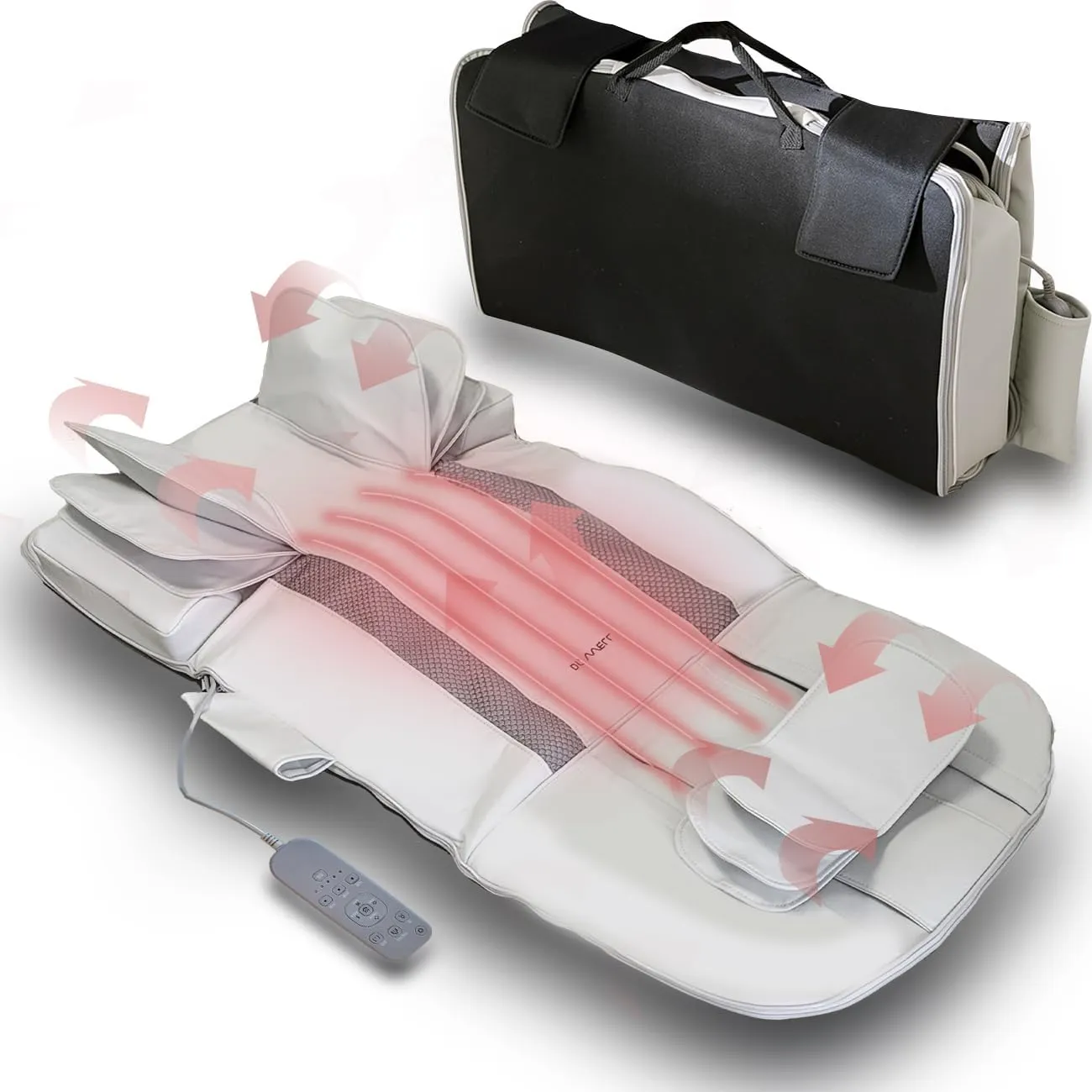 DR. WELL Full Body Air-Fit Auto Stretching Massage Mat with Heat. Neck, Back, Waist, Hip, Relaxation. 22 Air Cells, 7 Modes & 5 Intensities Levels. Foldable & Portable Mattress.