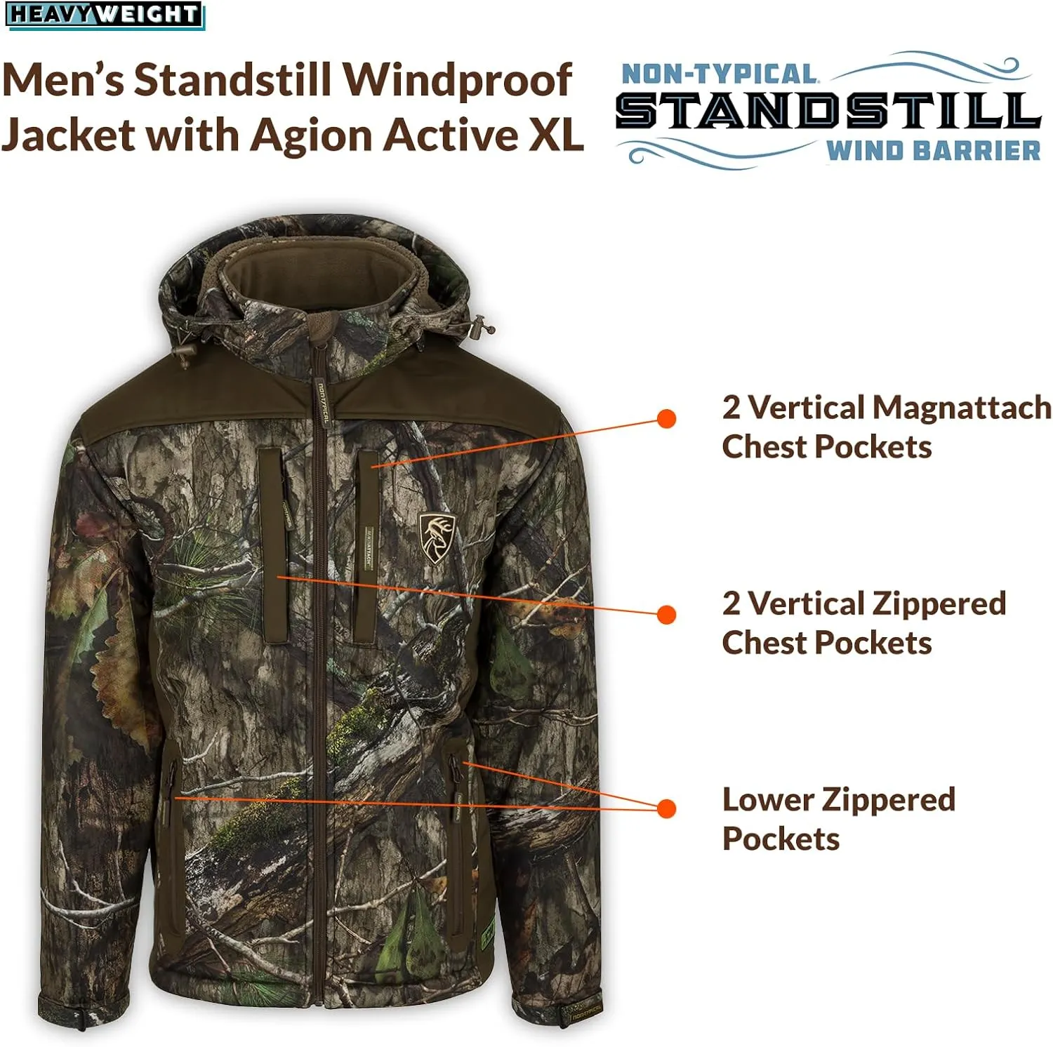 Drake Waterfowl Men's Non-Typical Standstill Windproof Agion Active XL Hooded Hunting Jacket