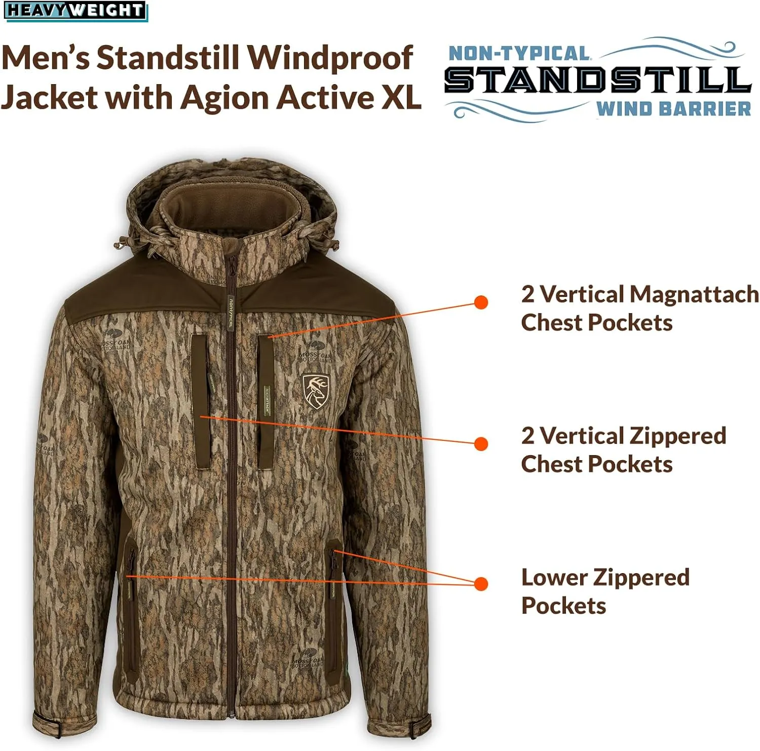 Drake Waterfowl Men's Non-Typical Standstill Windproof Agion Active XL Hooded Hunting Jacket