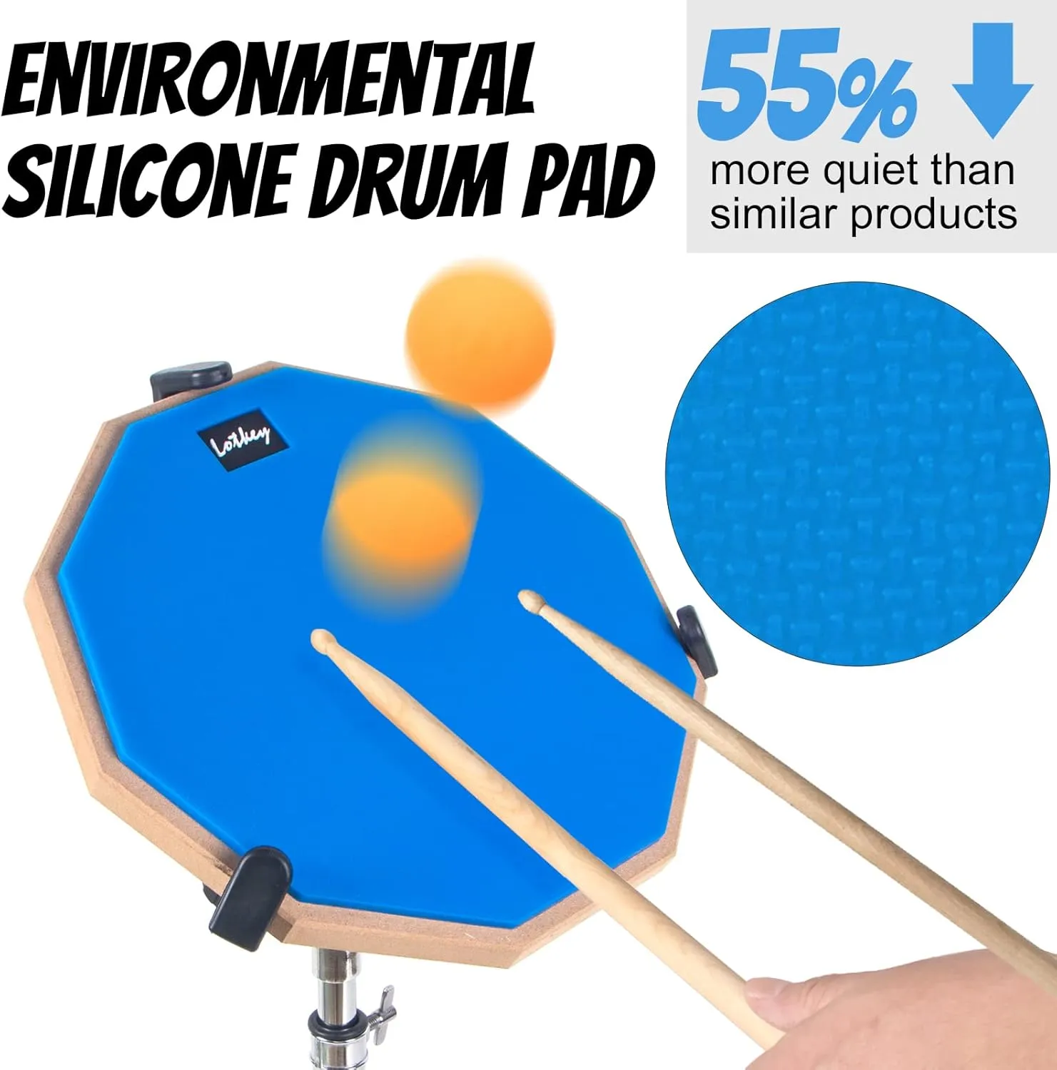 Drum Practice Pad Set, Lotkey 12" Drum Pad for Adult Kids with Snare Drum Stand,Double Sided,Drumsticks,carry Bag case (Blue)